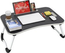 Folding Lap Desk, 23 Inch Portable Wood Black Laptop Bed Desk Lap Desk with C...