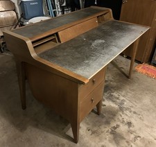 John Van Koert for Drexel Profile Walnut Desk Leather Tops