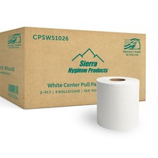 Sierra Hygiene 510’ Centerpull Paper Towels (7.5"x10.5") 2-Ply White-6/Case, USA
