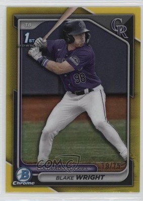 2024 Bowman Draft Chrome Yellow Refractor /75 Blake Wright #BDC-27 0n64