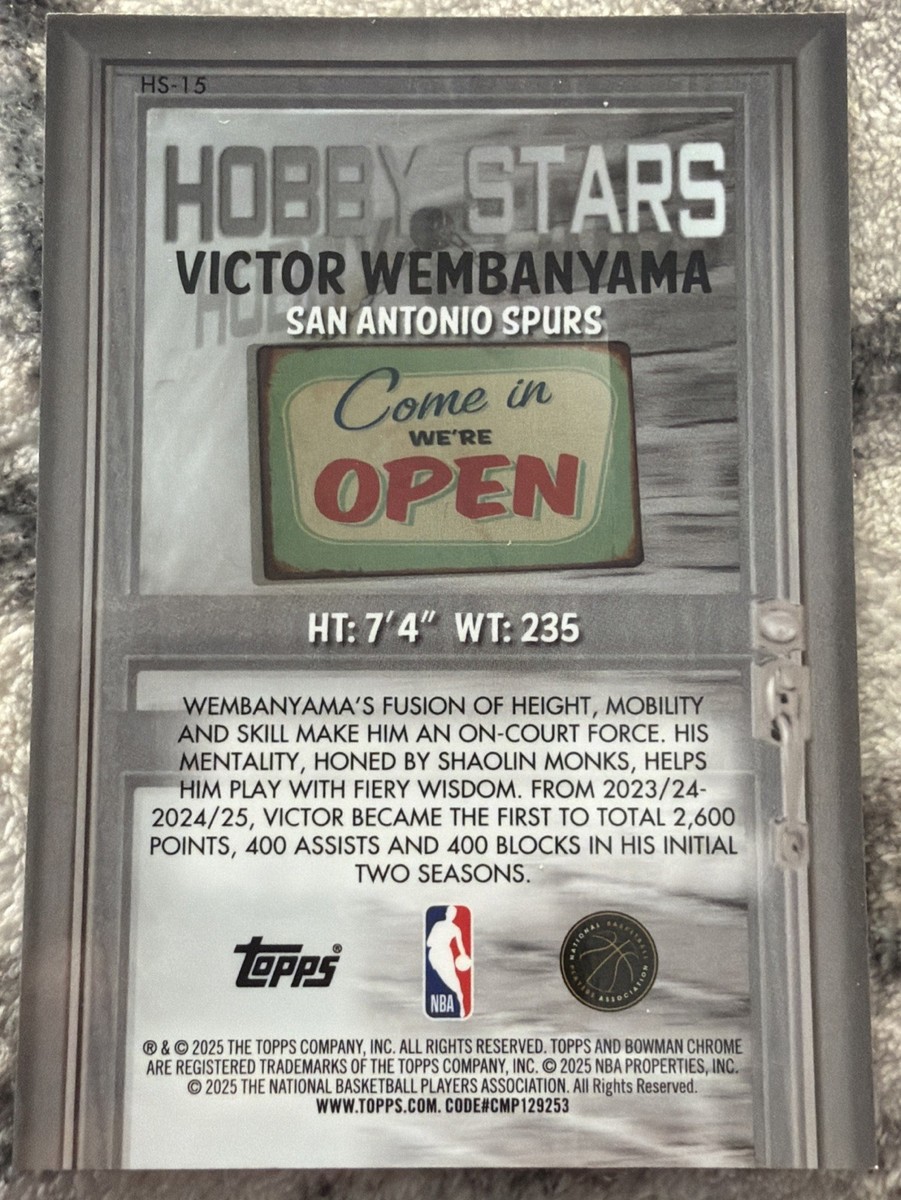VICTOR WEMBANYAMA 2025-26 Bowman Basketball #HS-15 Hobby Stars