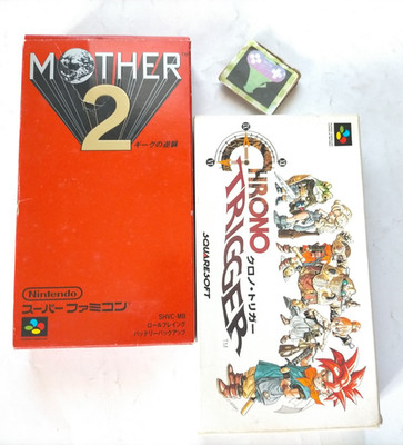 Lot 2 SFC Chrono Trigger Mother 2 EarthBound Nintendo Super Famicom Japan CIB