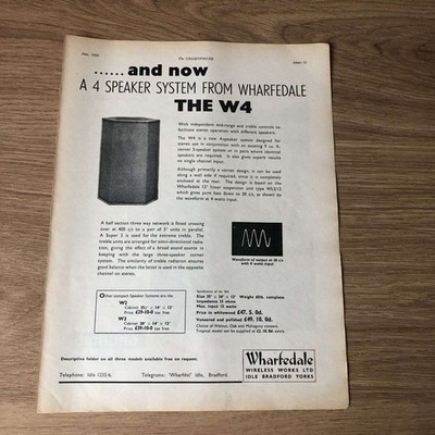 GRAM199 MAGAZINE ADVERT 11X8 WHARFEDALE W4 SPEAKER
