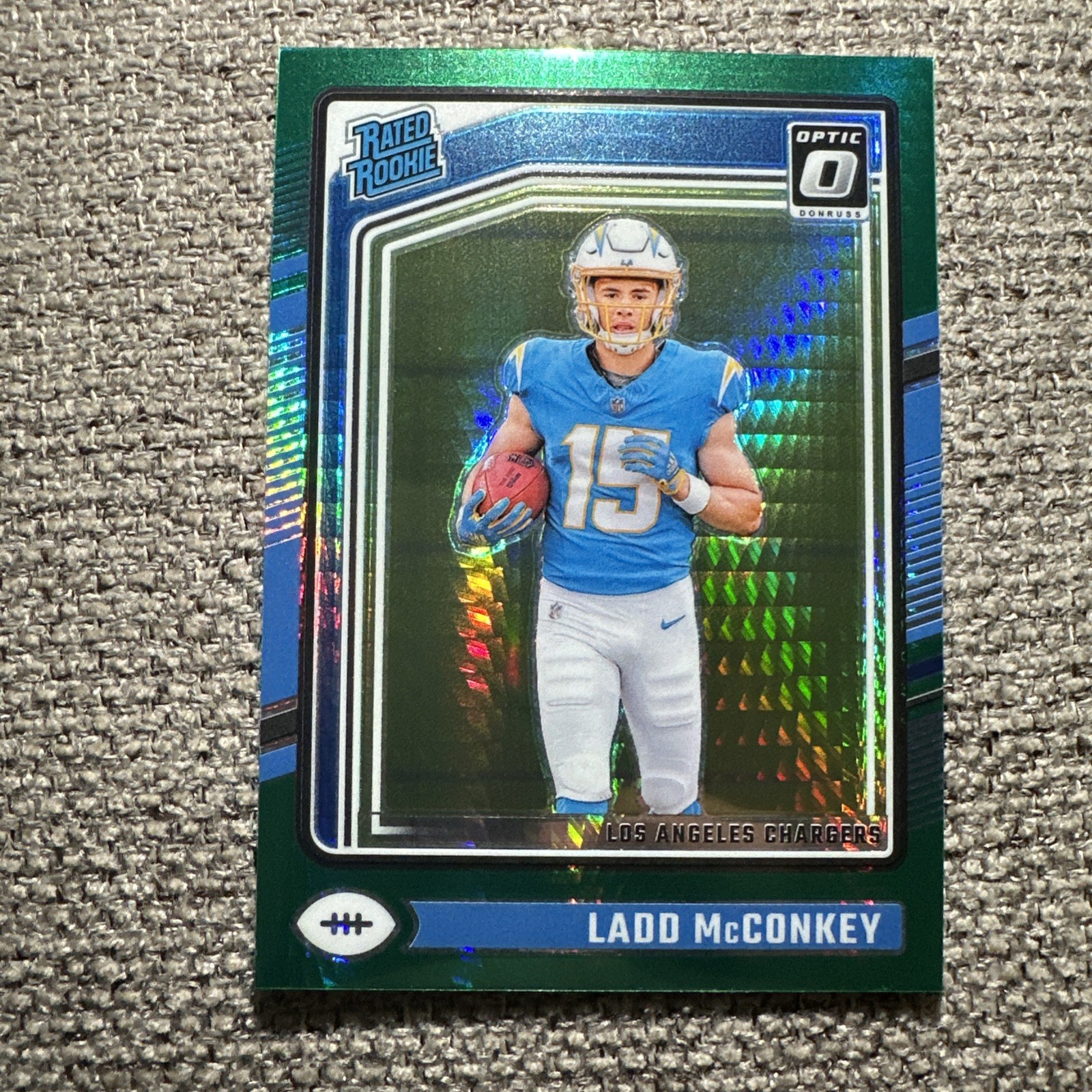 LADD MCCONKEY 2024 DONRUSS OPTIC RATED ROOKIE GREEN HYPER CHARGERS RC 266