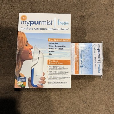 MyPurMist Free Cordless Ultrapure Steam Inhaler Allergies With Water & Strap