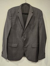 Hugo Bos Men?s Gray Two-Button Blazer Jacket 42R ? Made in Turkey ? Classic Fit