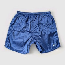 NIKE Gloss Nylon Shorts Vintage L Blue Retro Football Gym Sports Running Gym