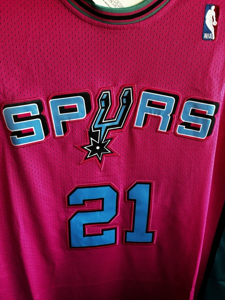 Mitchell & Ness San Antonio Spurs 1998 Tim Duncan Hardwood Pink Jersey 48 XL NWT - Image 4 of 4