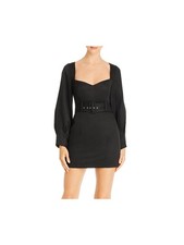 FAME AND PARTNERS Womens Black Long Sleeve Mini Cocktail Sheath Dress 14