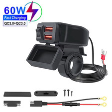 PD QC3.0 Caricatore Rapido USB per Moto 60W Manubrio Doppia Presa USB Con Interr