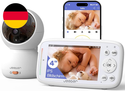 360 Grad Babyphone Mit Kamera, 4'' IPS WLAN Video Babyfon, Nachtsicht, 2 Wage Au