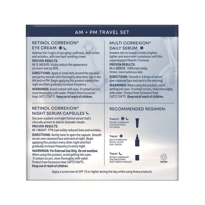 RoC AM + PM Travel Gift Set Retinol Eye Cream Capsules & Vitamin C Serum - Image 2 of 2