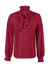 Runcati Mens Pirate Medieval Shirts Ruffle Steampunk Victorian Large, Red