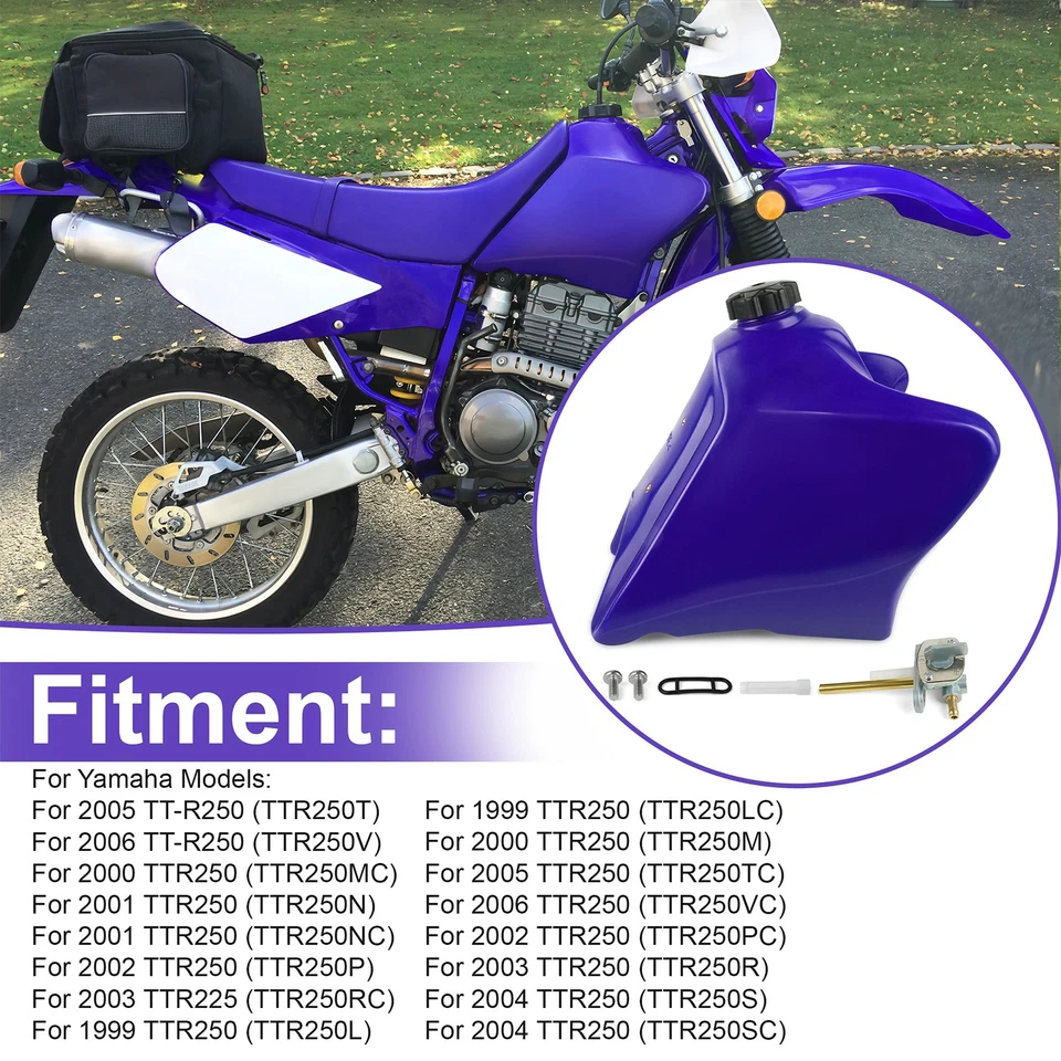  Fuel Tank Gas Tank 4PX-24110-30-00;2GU-24500-02-00 for 1999-2006 Yamaha TTR250 - Image 3 of 4
