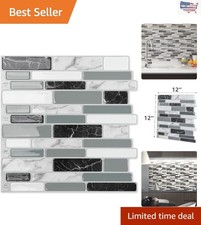 Effortless Peel and Stick Marble Gray Wall Tiles - 10 Sheets for Kitchen & Bath