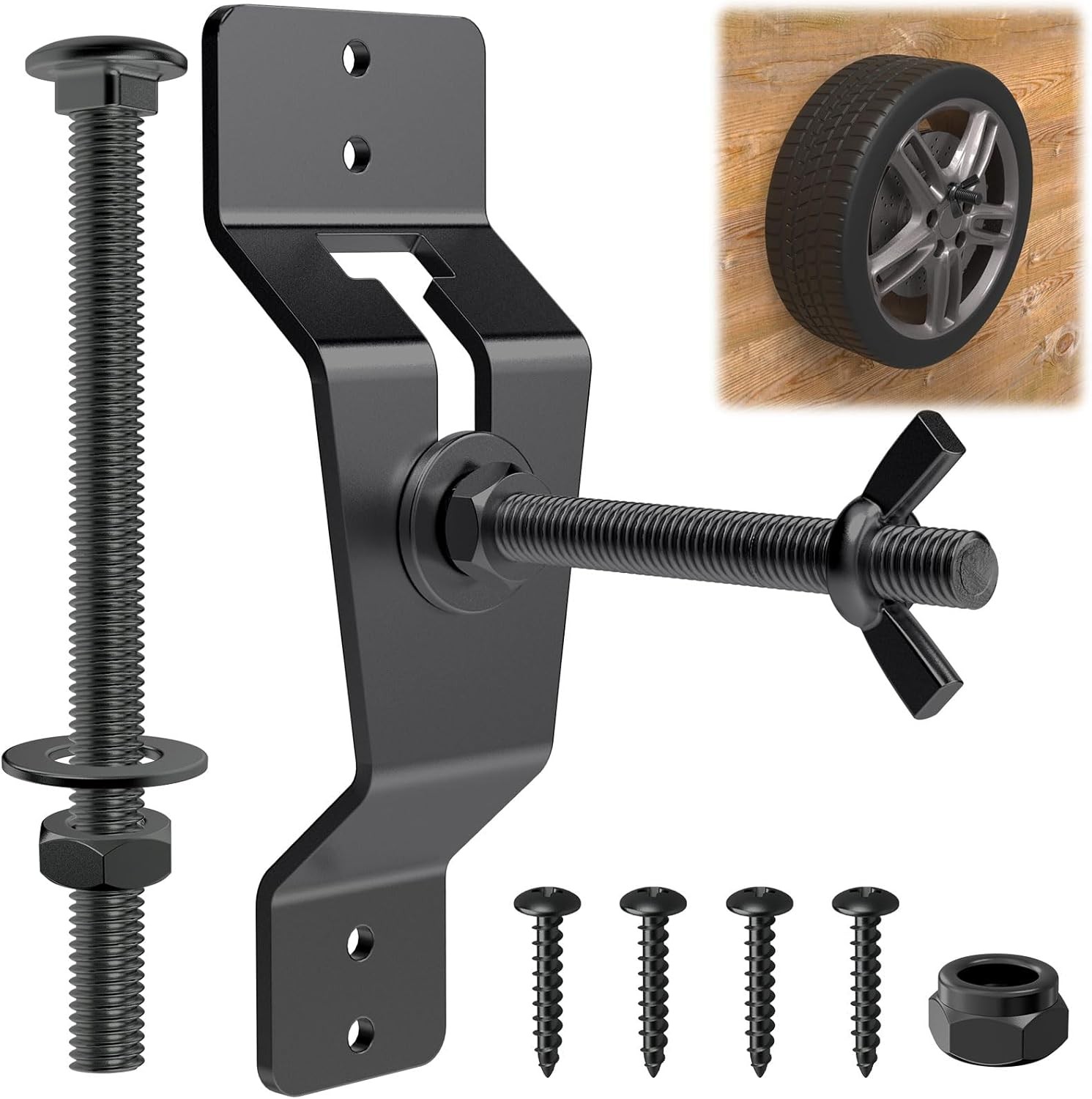 Wall Mount Spare Tire Carrier for Trailer,Spare Bracket Black