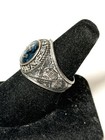 Estate Vintage Sterling Blue Stone w Anchor USN Navy Crest Ring Size 10 Signed — photo 4