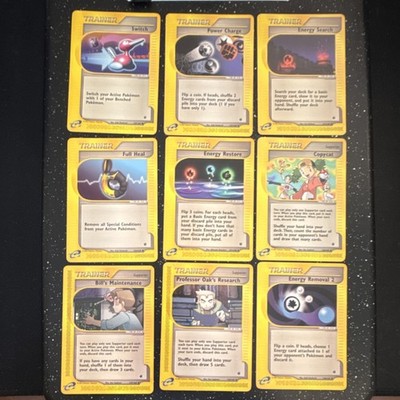 Pokémon e-Card Trainer Lot 2002 - 9 Cards, Switch, Power Charge, Energy Search