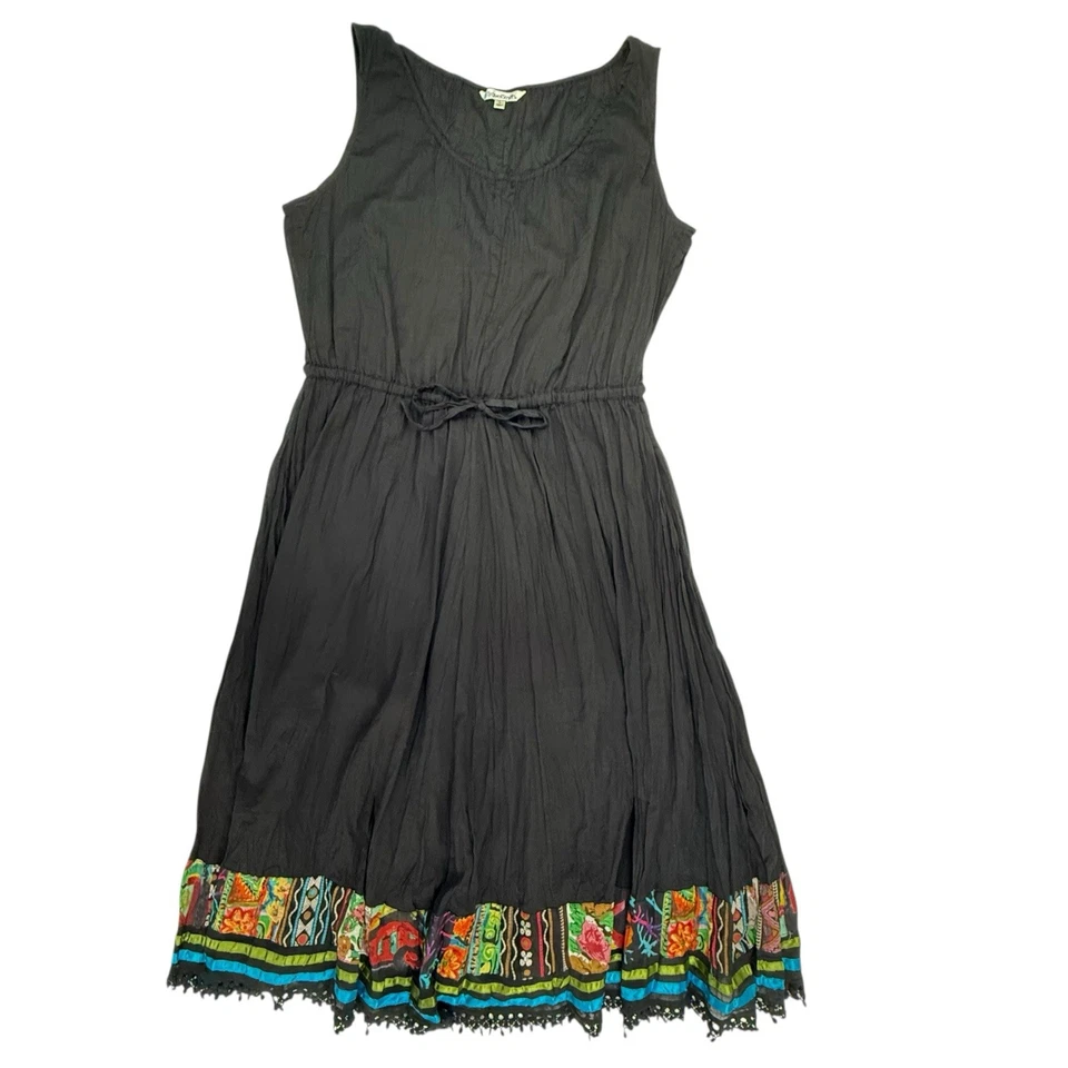 Vestido Travelsmith Férias Midi Crinkle G XL Preto Algodão Viagem Sem Mangas Regata - Imagem 2 de 4
