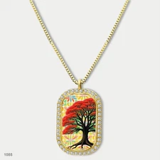 Stunning Tree Of Life Pendant Necklace Chain Photo Dog Tag Chain Gift Design Ref