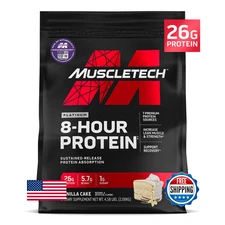 MuscleTech Platinum 8-Hour Protein Powder - 7 Proteins, Whey, Casein, Vanilla Ca