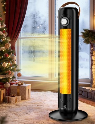 1500W PTC Ceramic Electric Heater w/4 Modes,350Sq.ft 1S Heating, 70°Oscillati...