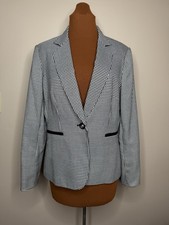 John Meyer Tailored Houndstooth Single-Button Blazer Stand Collar Size 12