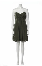 Vera Wang Vintage Y2K Silk Prom Dress Size 4 Olive Green Bubble Hem Mini Archive