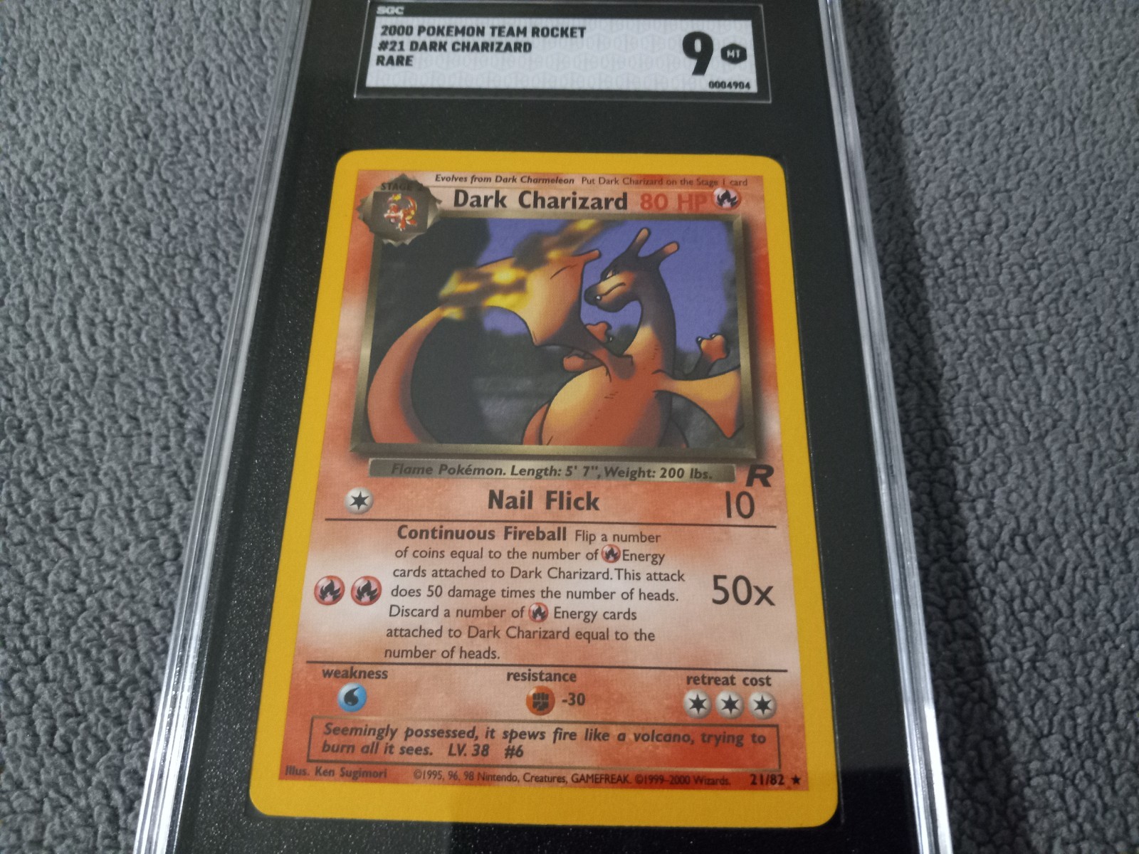 2000 Vintage Pokemon - Dark Charizard #21 Team Rocket 21/82 Rare - SGC 9 Mint view 16