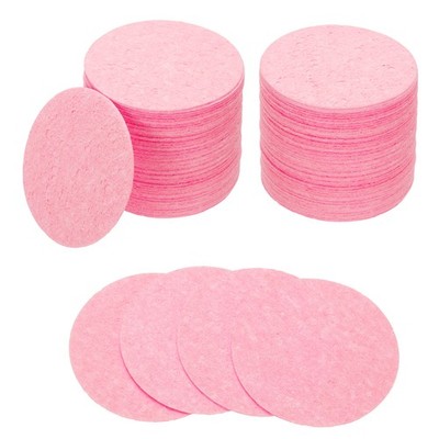 100 Count Compressed Facial Sponges Round Facial Scrub Pads, Pink
