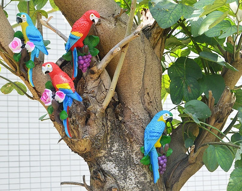 Смола моделирования попугая птицы скульптура милый стены вися ремесла дерево декор 20 см - Изображение 3 из 4