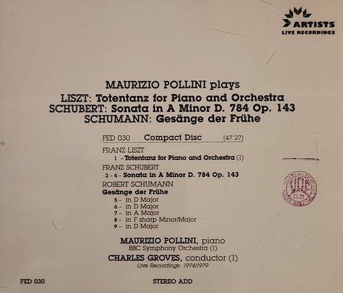 Seltene Maurizio Pollini Liszt/Schubert/Schumann CD Grove BBC Symphony Orchestra cc - Bild 2 von 2