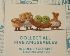 Fish and Chips Jellycat London Selfridges - Full Set of 5 with Pins,Stickers Bag