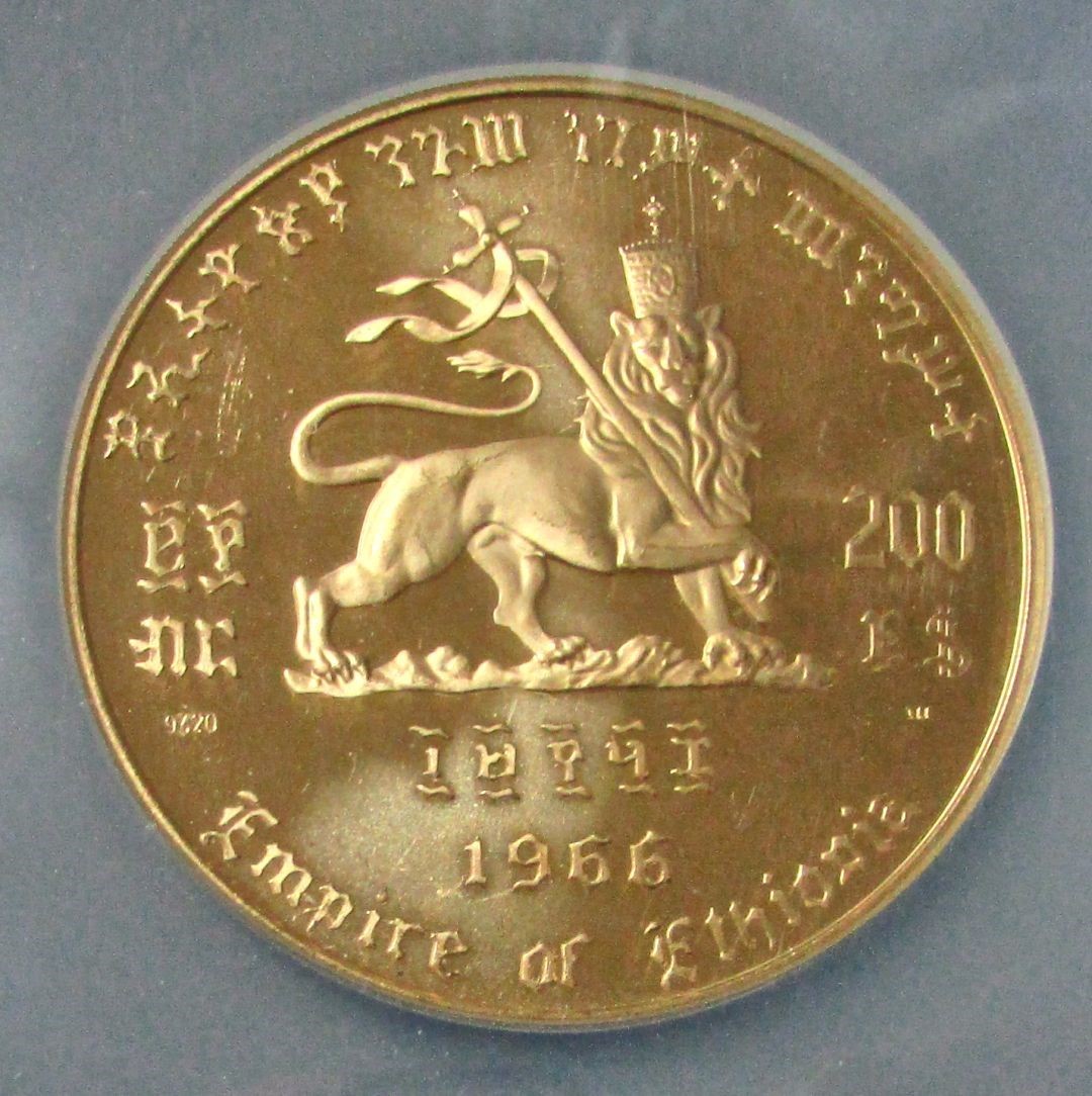 1966 GOLD ETHIOPIA $200 HAILE SELASSIE 2.23oz COIN NGC PROOF 66