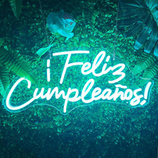 Dimmable Happy Birthday Neon Sign - Ice Blue LED Banner for Backdrop 20.5"x9.4