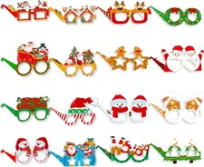 YNITSED Christmas Glasses - 16Pcs Holiday Party Glasses Frames for Christmas Par