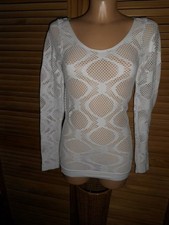 Shirt..Gr.XS/S..Weiß..Rundhals..Langarm..Muster..Elasthisch