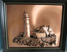 Lighthouse NAUTICLAL 3 D COPPER- 15X13" FRAMED MADE IN THE USA