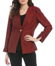 Misook Women's Tailored Fit Single Button Closure Jacket, Burgundy, M