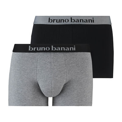 Bruno Banani Herren Unterhose Short Flowing 2er Pack Schwarz Graumelange NEU
