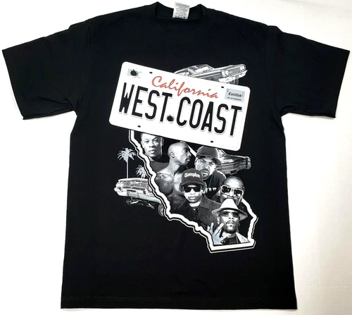 WEST COAST  Rap T-shirt California Cali Hip Hop Urban Streetwear Men's Tee New - product listing photo