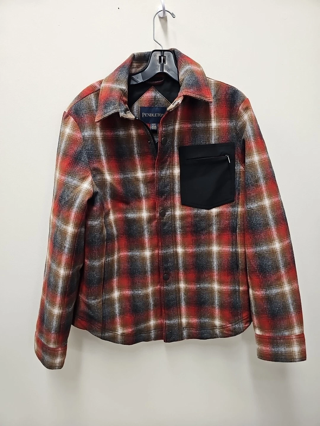 Pendleton Mens Small Plaid Wool Jacket Quilted Insulated Lining Pockets