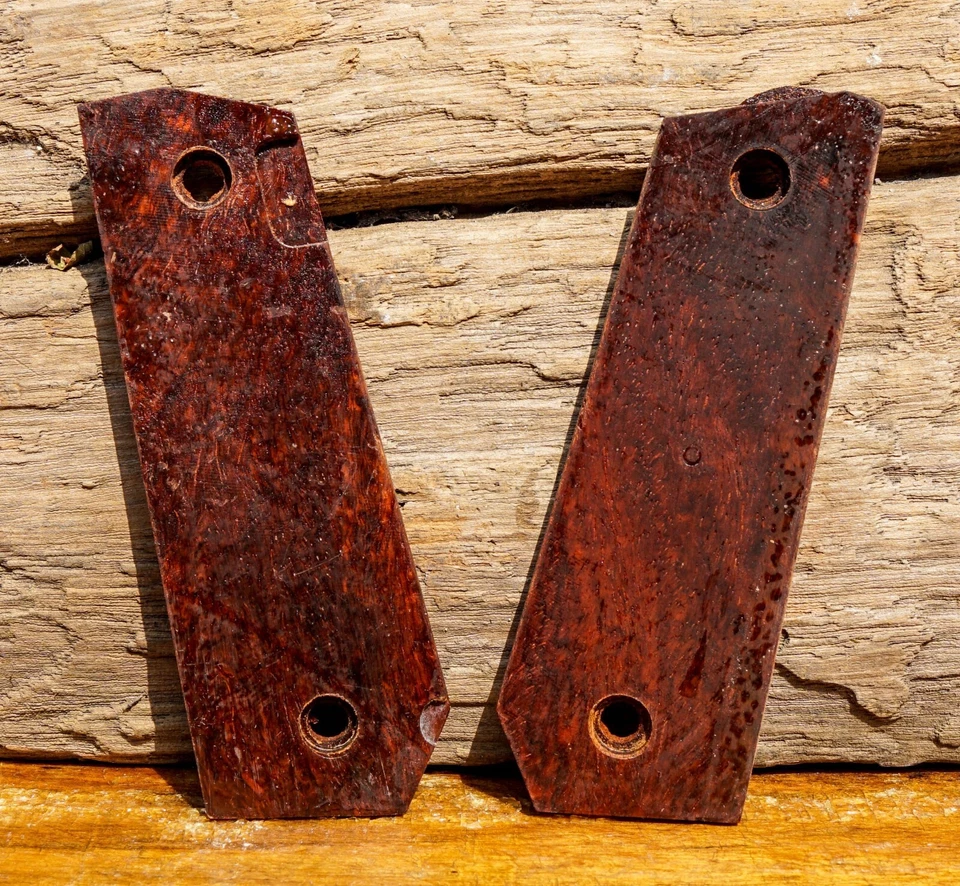 Empuñaduras de madera Ed Brown 1911 Bobtail Gold Amboyna Burl para madera hechas a mano personalizadas Foto 4 de 4