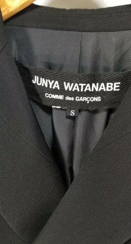 Junya Watanabe Coat Cape S Jacket Black Wool Patchwork Runway Comme des Garçons - Picture 10 of 12