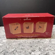 2004 Hallmark Candlelight Critters Tea Light Holders Set 3 Terra Cotta