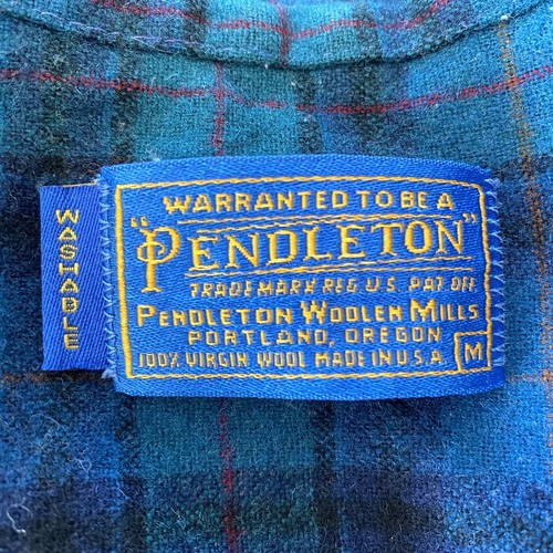 Pendleton Wool Board Flannel Button Up Shirt Womens sz M USA Made Blue Plaid - Picture 6 of 6
