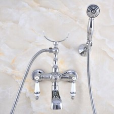 Polished Chrome Clawfoot Bath Tub Faucet with Handshower - Wall Mount fna704