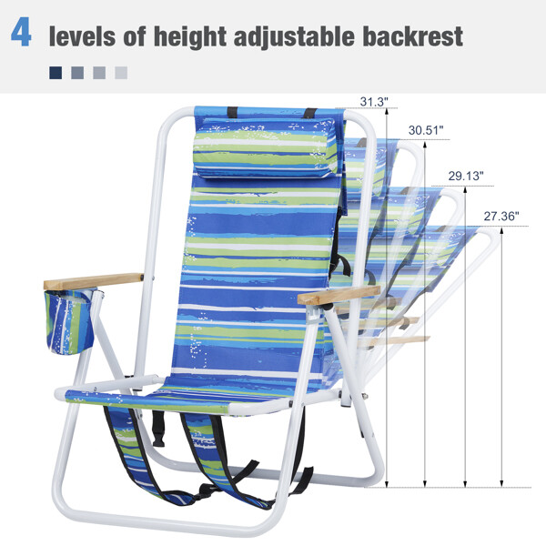 Top 1pc Folding Beach Chair 4 Position Portable Backpack Foldable Camping Chair