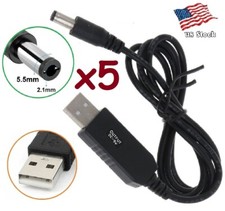 x5 USB to DC Power 5.5x2.1mm Barrel 5-9V 3.3mm diameter Charging Cable Cord