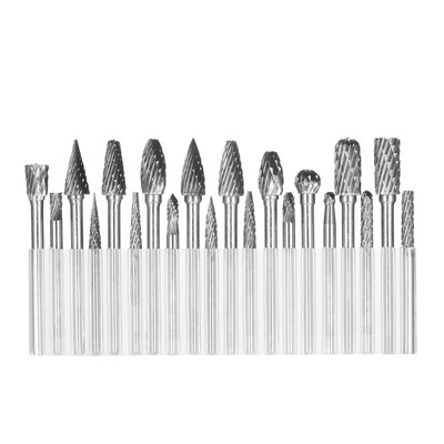 KKmoon 20pcs Double Cut Carbide Rotary Burr Set 1/8in Shank 1/4in and 1/8in U6U8